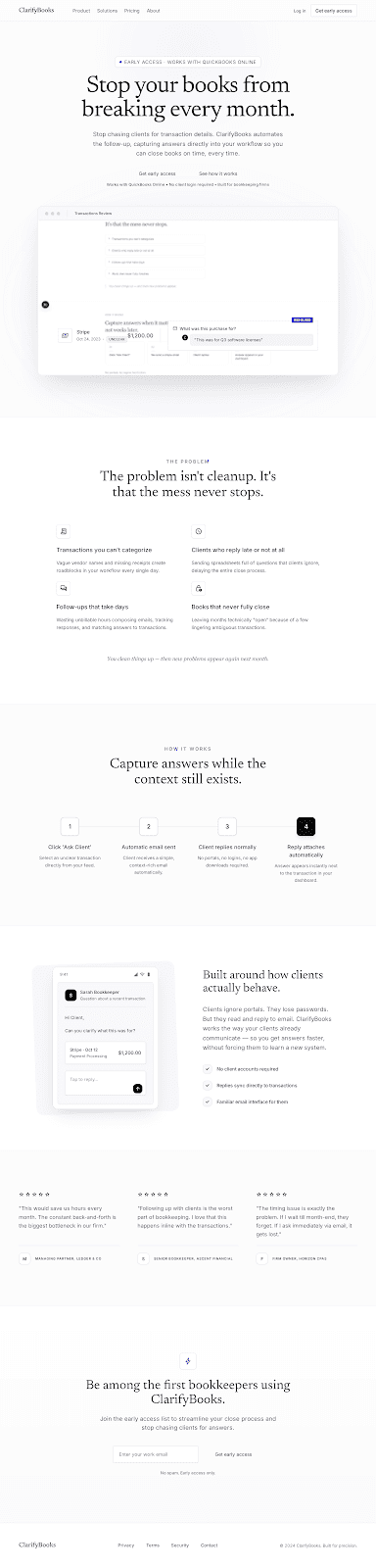ClarifyBooks Dashboard Mockup